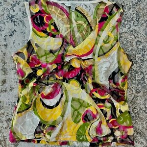 Mesh Line Abstract Sleeveless Top Size XL